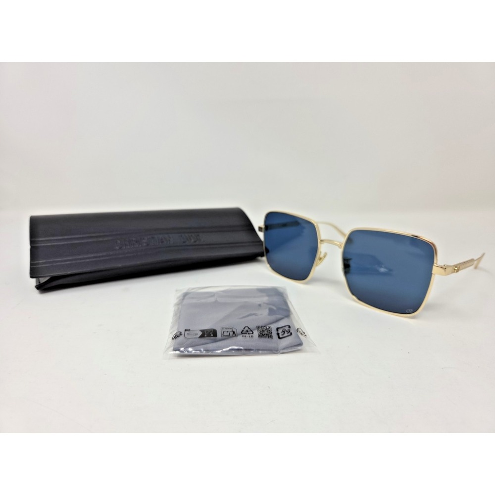 Authentic DIOR DiorCannage S1U B0B0 Women's Gold / Blue Tinted Sunglasses, NEW